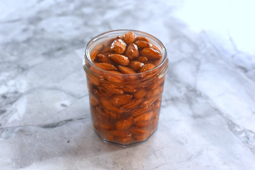soaking almonds in jar