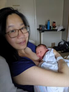 mom holding baby at the hospital