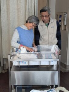 grandparents meeting granddaughter at the hospital