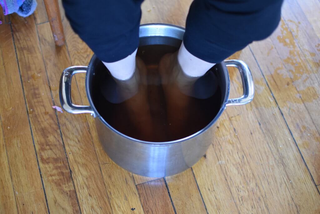 A prepared dandelion foot soak