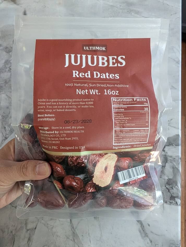 a bag of jujubes or red dates